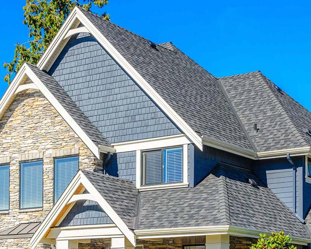 top of roof of blue house modesto ca